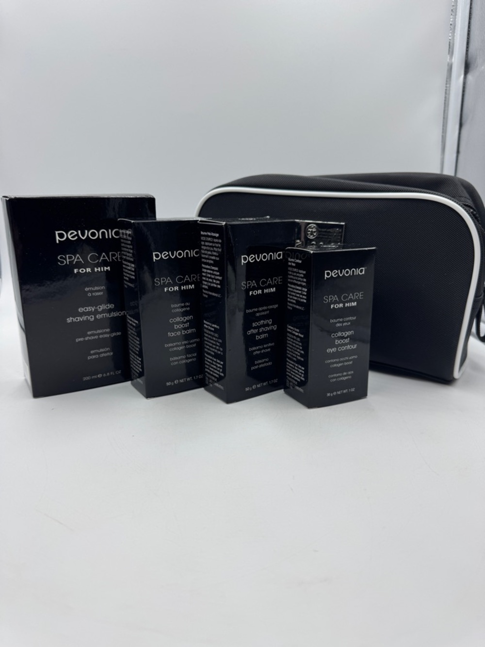Pevonia Spa Care For Him Set Collagen Face Balm Shaving Eye Kit NEW